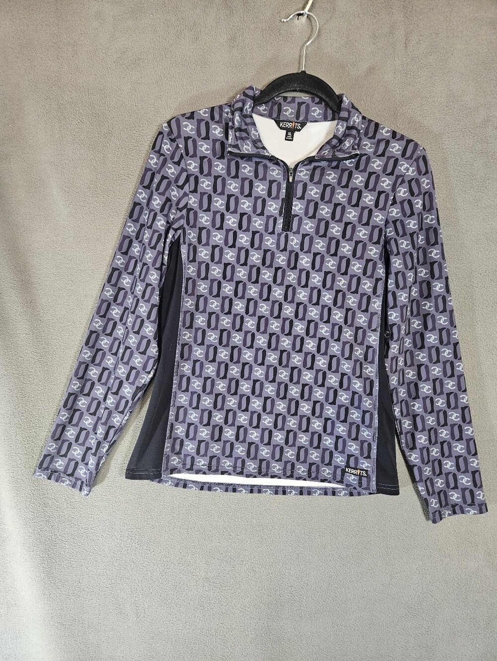 Kerrits Womens XL Jacket Gray Horseshoe Golf 1/4 Zip Stretch Equestrian Athletic